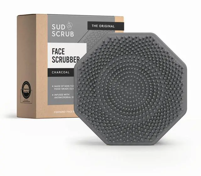 Main image of Antimicrobial Silicone Face Scrubber, 1 Pack, Gentle Face Exfoliator for Sensitive Skin, Eco Friendly Facial Cleansing Brush, Exfoliating Face Brush for Men and Women (Charcoal)