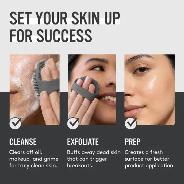 Alt view image 5 of 6 - Antimicrobial Silicone Face Scrubber, 1 Pack, Gentle Face Exfoliator for Sensitive Skin, Eco Friendly Facial Cleansing Brush, Exfoliating Face Brush for Men and Women (Charcoal)