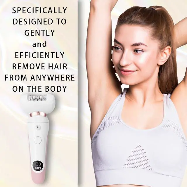 Alt view image 5 of 7 - 5 in 1 Electric Shaver for Women,Epilators Hair Removal for Women's Body, Electric Razor for Women Legs Public Area Bikini Trimmer, Face Scrubber, Facial Cleaning Brush Dry Wet Gift Set (Pink)