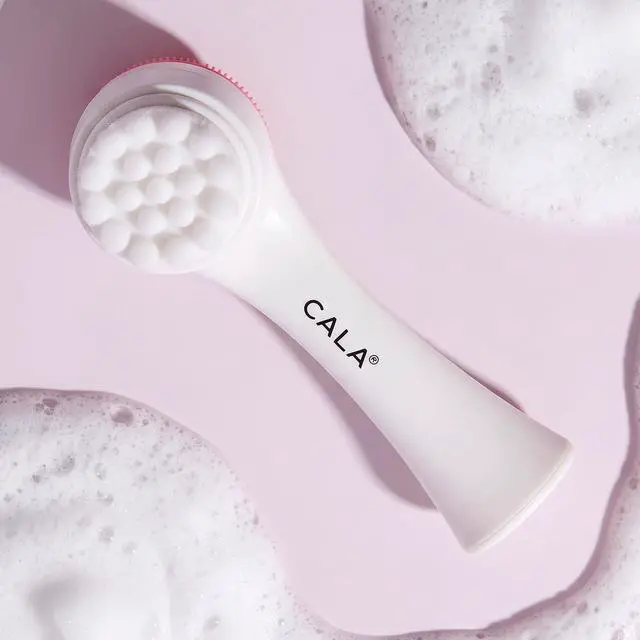 Alt view image 3 of 6 - Dual-Action Facial Cleansing Brush (Pink), Superfine Soft Bristles Deep Clean Pores, Removes Oil, Dirt, Long-Wear Makeup + Sunscreen, Water-Resistant for Shower Use