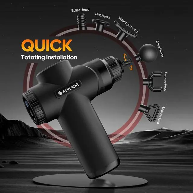 Alt view image 4 of 7 - Mini Massage Gun Portable Deep Tissue Percussion Muscle Massager | Handheld travel Massage Gun with 6 Heads 10 Speeds for Back Shoulder Leg pain relief Comes with a Carrying Case LED Display