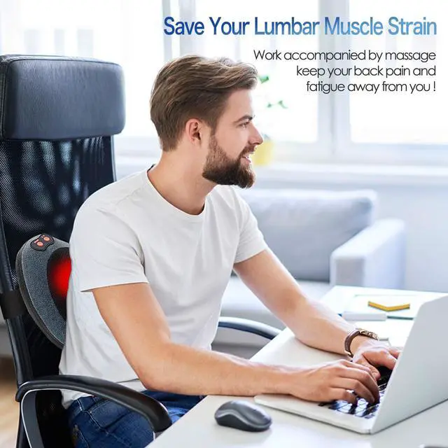 Alt view image 4 of 7 - Back Massager for Pain Relief Deep Tissue with Heat, Gifts for Men | Kneading Massager for Neck,Shoulder,Foot&Lower Back Pain,Body Muscle Relaxation,Gifts for Women/Mom/Dad,Fathers Day Dad Gifts