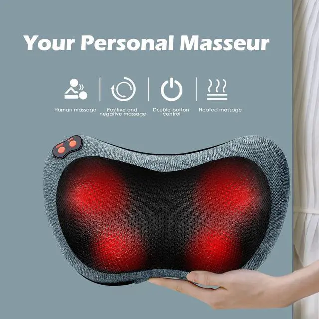Alt view image 5 of 7 - Back Massager for Pain Relief Deep Tissue with Heat, Gifts for Men | Kneading Massager for Neck,Shoulder,Foot&Lower Back Pain,Body Muscle Relaxation,Gifts for Women/Mom/Dad,Fathers Day Dad Gifts