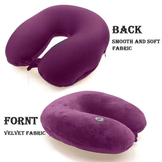 Alt view image 3 of 5 - Vibrating Neck Pillow Portable Travel Neck Pillow Massage, Fuchsia | Comfortable Neck Support for Airplane, Office, Home, Best Gift for Parents