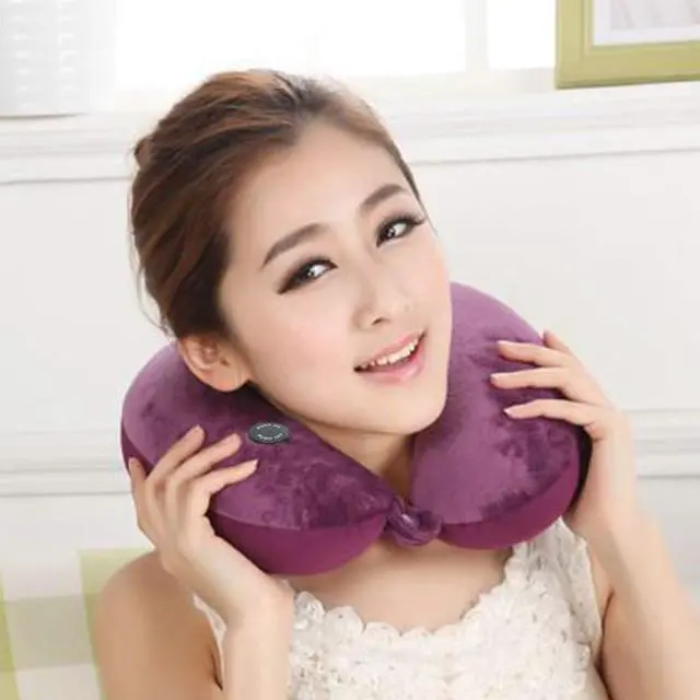 Alt view image 5 of 5 - Vibrating Neck Pillow Portable Travel Neck Pillow Massage, Fuchsia | Comfortable Neck Support for Airplane, Office, Home, Best Gift for Parents