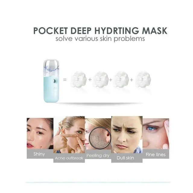 Alt view image 6 of 7 - Nano Facial Steamer, Handy Mini Mister, USB Rechargeable Mist Sprayer, 30ml Visual Water Tank Moisturizing&Hydrating for Face, Daily Makeup, Skin Care, Eyelash Extensions-Blue