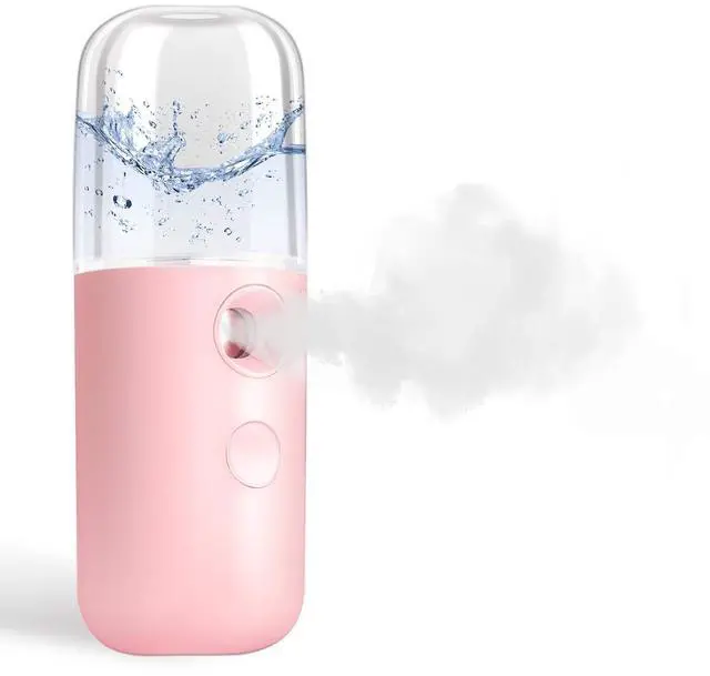 Main image of Nano Facial Steamer, Handy Mini Mister, USB Rechargeable Mist Sprayer, 30ml Visual Water Tank Moisturizing&Hydrating for Face, Daily Makeup, Skin Care, Eyelash Extensions-Pink