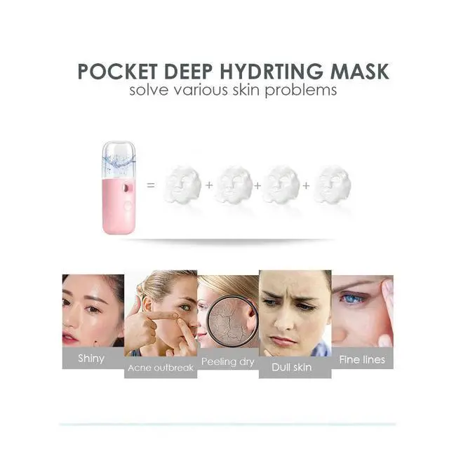 Alt view image 6 of 7 - Nano Facial Steamer, Handy Mini Mister, USB Rechargeable Mist Sprayer, 30ml Visual Water Tank Moisturizing&Hydrating for Face, Daily Makeup, Skin Care, Eyelash Extensions-Pink