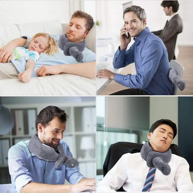 Alt view image 4 of 5 - Travel Pillow/Vibration Wrap Neck,Adjustable Massage Airplane Pillow | 2 AA Battery Operated,Sleeping Essentials for Long haul Flights,Vibrating Pillow for Neck Pain Relief,Gift for Parents