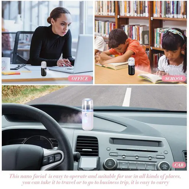 Alt view image 3 of 6 - 2 Pack Nano Facial Mister Spray Bottle Handheld Humidifier Portable Face Mister for Eyelash Extensions USB Rechargeable 1 oz Mini Skin Care Machine for Daily Makeup(Black and White)