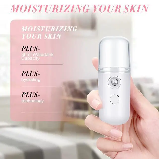 Alt view image 5 of 6 - 2 Pack Nano Facial Mister Spray Bottle Handheld Humidifier Portable Face Mister for Eyelash Extensions USB Rechargeable 1 oz Mini Skin Care Machine for Daily Makeup(Black and White)
