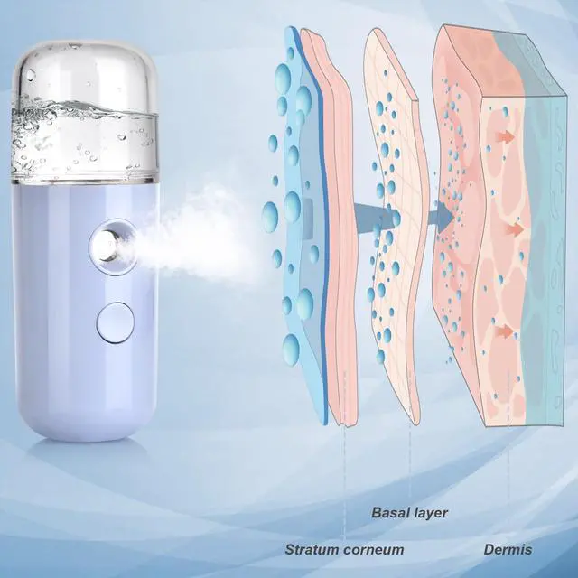 Alt view image 4 of 7 - Nano Mist Sprayer, Handy Facial Mister with Fine Mist, Mini Face HumidifierPortable Face Mister for Lash Extension, Barbers,Daily Make Up,Salon,Cool Down Nano Face Mister with 1OZ/30ML Water Tank Blue