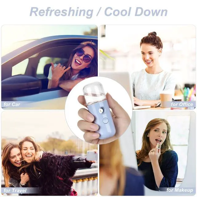 Alt view image 3 of 7 - Nano Mist Sprayer, Handy Facial Mister with Fine Mist, Mini Face HumidifierPortable Face Mister for Lash Extension, Barbers,Daily Make Up,Salon,Cool Down Nano Face Mister with 1OZ/30ML Water Tank Blue