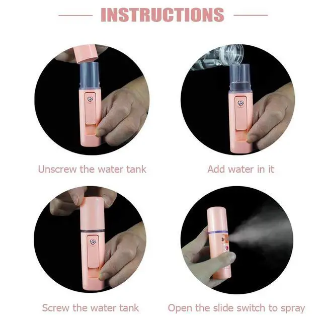 Alt view image 4 of 7 - Nano Facial Mister Moisturizing Atomization Humidifier Cool Mist Facial Steamer Handy Mist Sprayer Moisturizing & Hydrating for Skin Care, Makeup, Eyelash Extensions (Pink)