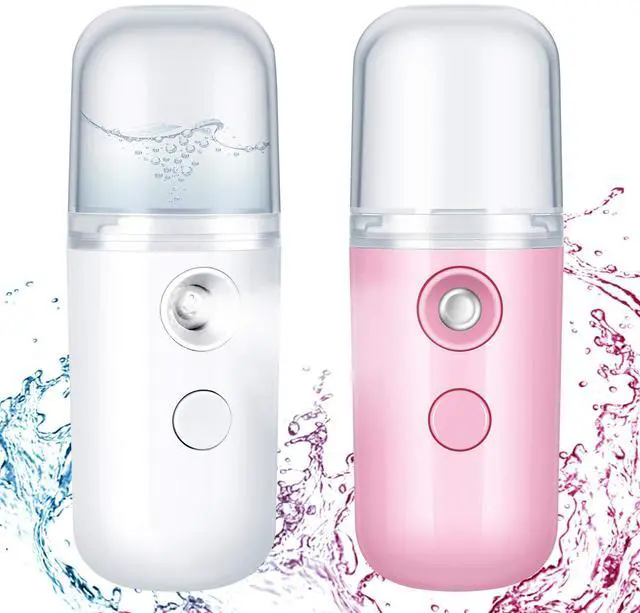 Main image of 2 Pack Nano Facial Mister for Lashes Sprayer,Dark Pink and White | Handheld Face Mister Bottle for Eyelash Extensions USB Rechargeable 1 oz Mini Skin Care Machine for Daily Makeup