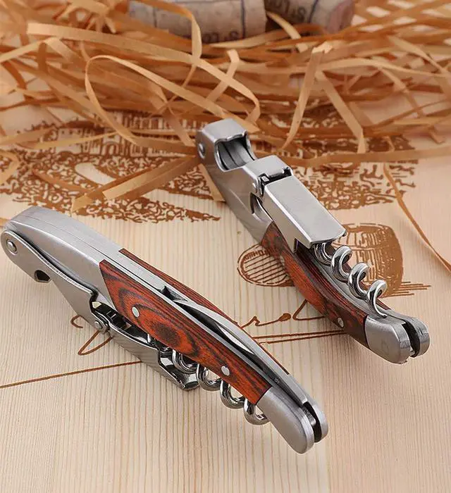 Alt view image 4 of 7 - Professional Waiter Corkscrew Wine Key for Bartenders Set of 3,With Long Rosewood Handle Stainless Steel Handle Wine Opener for Bar Restaurant Waiters, Sommelier, Bartend (Long Wood 3 Packs)