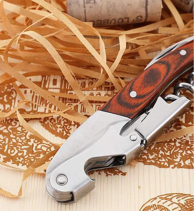 Alt view image 6 of 7 - Professional Waiter Corkscrew Wine Key for Bartenders Set of 3,With Long Rosewood Handle Stainless Steel Handle Wine Opener for Bar Restaurant Waiters, Sommelier, Bartend (Long Wood 3 Packs)