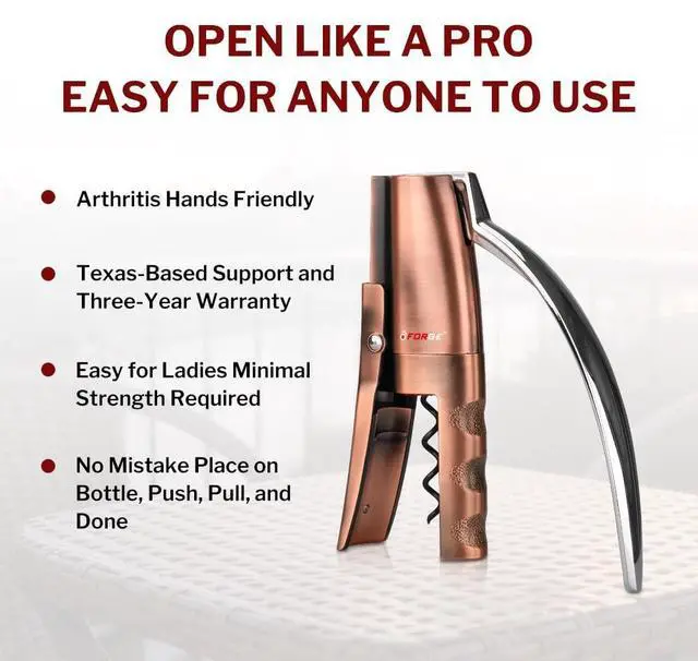 Alt view image 2 of 7 - Quality Compact Vertical Lever Corkscrew Wine Opener with Foil Cutter. 3 Seconds to Open a Bottle of Wine. Metallic Bronze