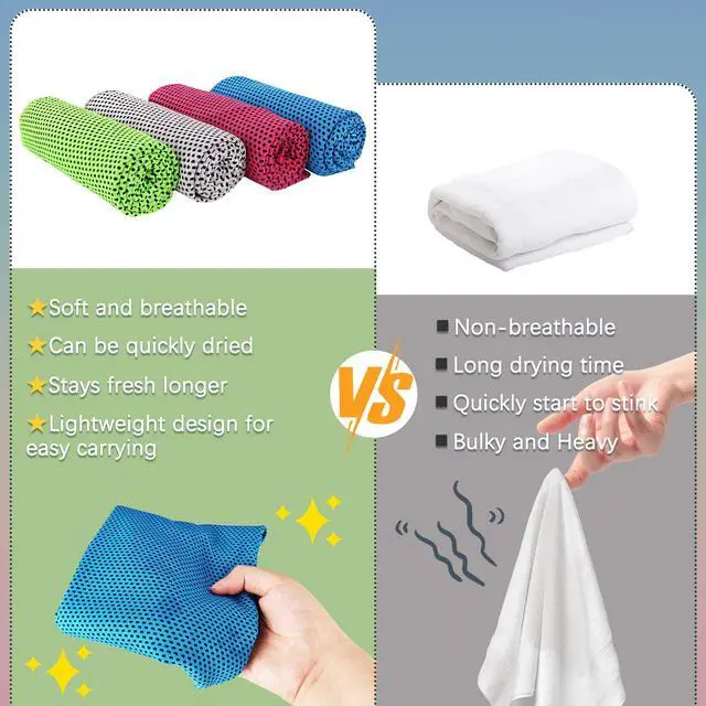 Alt view image 5 of 7 - Cooling Towel 4-Pack, Quick Dry Fabric for Gym Sports Workout | 40*12 Inch, Breathable Sport Towel, Lightweight Portable, Wet And Wring To Activate, For Running Yoga Hiking Fishing