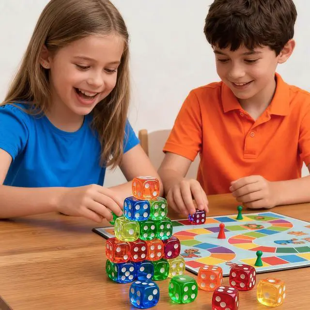Alt view image 3 of 7 - 60 Pieces Dice Set, 16mm Standard Bulk 6 Sided Colored Dices for Board Games, Math Learning, Classroom, 10 Color, 6 Pieces of Each Color