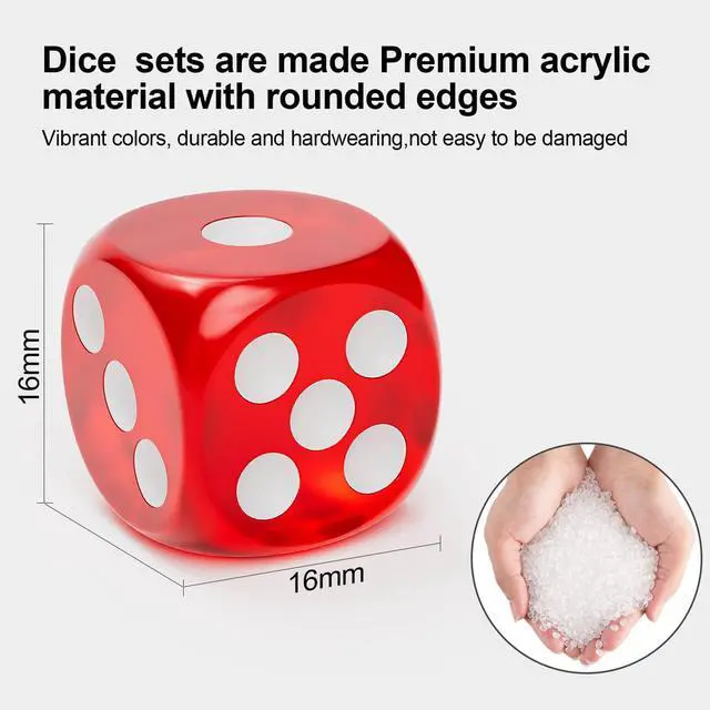 Alt view image 6 of 7 - 60 Pieces Dice Set, 16mm Standard Bulk 6 Sided Colored Dices for Board Games, Math Learning, Classroom, 10 Color, 6 Pieces of Each Color