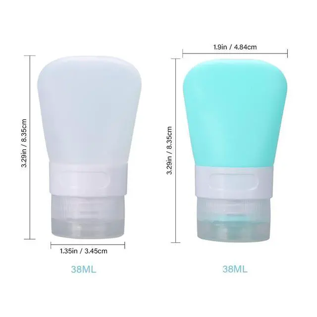 Alt view image 7 of 7 - 2 Pcs Silicone Travel Bottles,1.3oz Leak Proof Refillable Squeeze Containers with Transparent Carry Bag,Small Empty Travel Size Bottles for Shampoo,Conditioner,Lotion,Toiletries