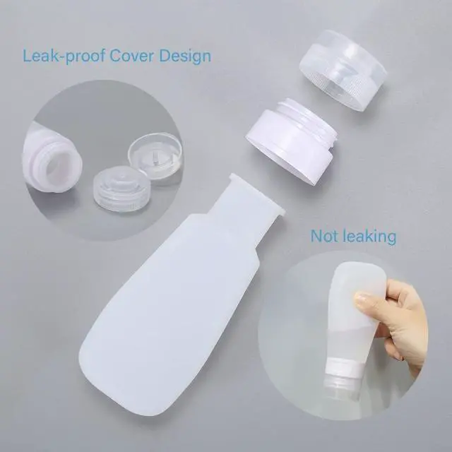 Alt view image 2 of 7 - 2 Pcs Silicone Travel Bottles,1.3oz Leak Proof Refillable Squeeze Containers with Transparent Carry Bag,Small Empty Travel Size Bottles for Shampoo,Conditioner,Lotion,Toiletries