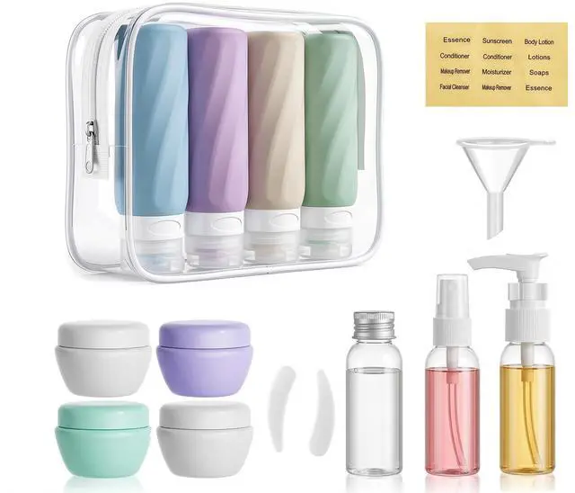 Main image of 16 Pack Travel Bottles for Toiletries, TSA Approved 3oz Containers | Silicone Travel Size Containers for Shampoo and Conditioner, BPA Free with Toiletry Bag