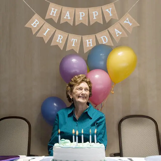 Alt view image 5 of 6 - Happy Birthday Burlap Banner Neutral Birthday Party Decorations | Birthday Party Decorations, Burlap Birthday Sign for Men Women Boys Girls, Reusable