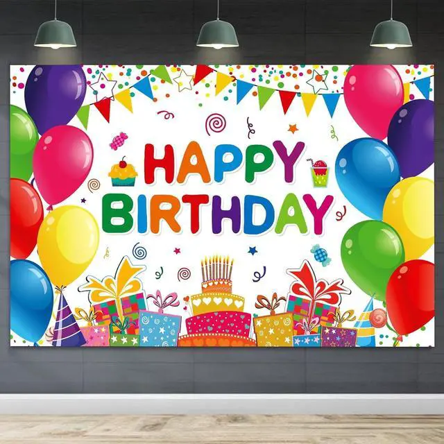 Main image of Happy Birthday Backdrop Banner Colorful Birthday Decorations Large Yard Sign for Women Men Girls Boys Indoor Outdoor Supplies 6x3.6ft