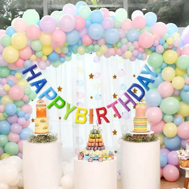 Alt view image 7 of 7 - Pre-Strung Happy Birthday Banner NO DIY Happy Birthday Sign Reusable | Personalized Birthday Party Banner Birthday Hanging Decorations Photo Prop for Women Men Girl Boy (Rainbow)