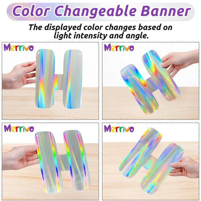 Alt view image 3 of 7 - Iridescent Birthday Decorations with Pre-Strung Happy Birthday Banner | Holographic Cute Party Decor Set with Streamers, Flags & Garland for Kids, Girls, Boys, Women, Men Birthday Celebrations