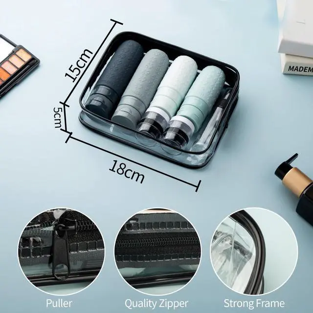 Alt view image 5 of 7 - Travel Bottles for Toiletries, TSA Approved Silicone Travel Containers for Toiletries, Leak Proof Refillable Liqus Shampoo And Conditioner travel Essentials toiletry Bottles (18 Pack)