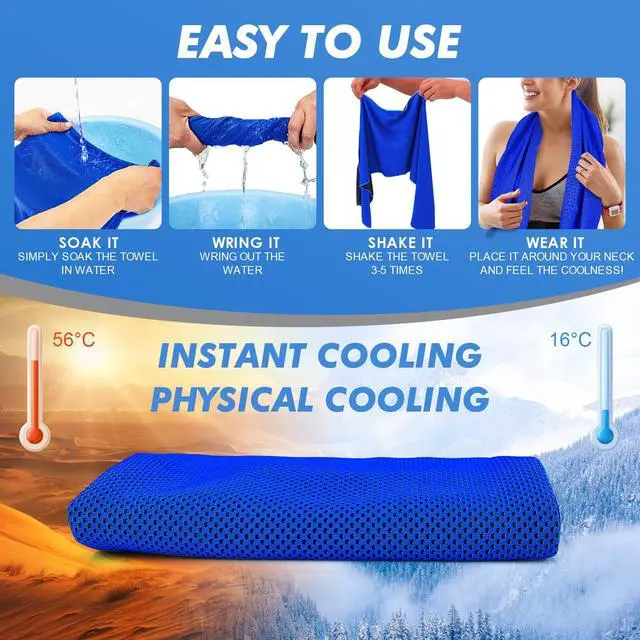 Alt view image 2 of 7 - 4 Pack Cooling Towels (47"x12") for Neck and Face, Ice Towel for Hot Weather, Soft Breathable Chilly Gym Towels, Microfiber Towel for Work Out, Yoga, Running, Camping & More Activities