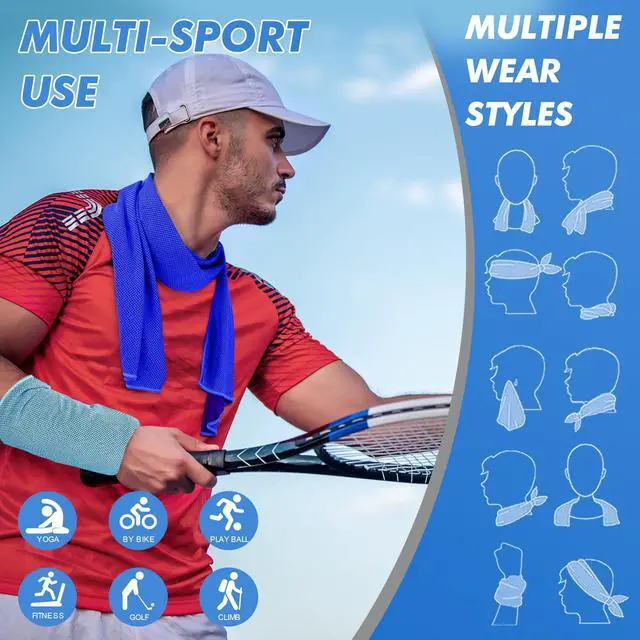 Alt view image 3 of 7 - 4 Pack Cooling Towels (47"x12") for Neck and Face, Ice Towel for Hot Weather, Soft Breathable Chilly Gym Towels, Microfiber Towel for Work Out, Yoga, Running, Camping & More Activities