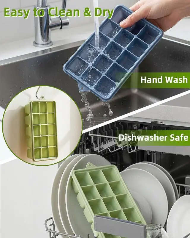Alt view image 7 of 7 - Upgraded Silicone Ice Cube Tray, Ice Trays For Freezer with Lid | Durable Easy Release 1.2'' Ice Cube Molds & Trays for Coffee, Drinks, Cocktail, Whiskey, Baby Food, BPA Free, 3Pack