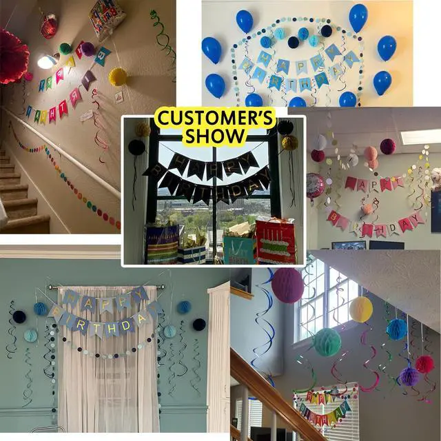 Alt view image 7 of 7 - Birthday Decorations Happy Birthday Banner | Birthday Streamers