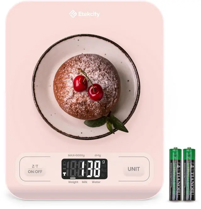 Main image of Food Kitchen Scale, Digital Grams and Ounces, Medium | Tare function, ideal for baking, weight loss, keto, meal prep, packages, liquids and jewelry, Pink