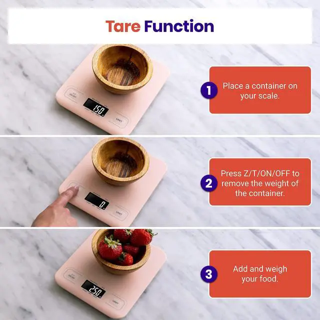 Alt view image 4 of 6 - Food Kitchen Scale, Digital Grams and Ounces, Medium | Tare function, ideal for baking, weight loss, keto, meal prep, packages, liquids and jewelry, Pink