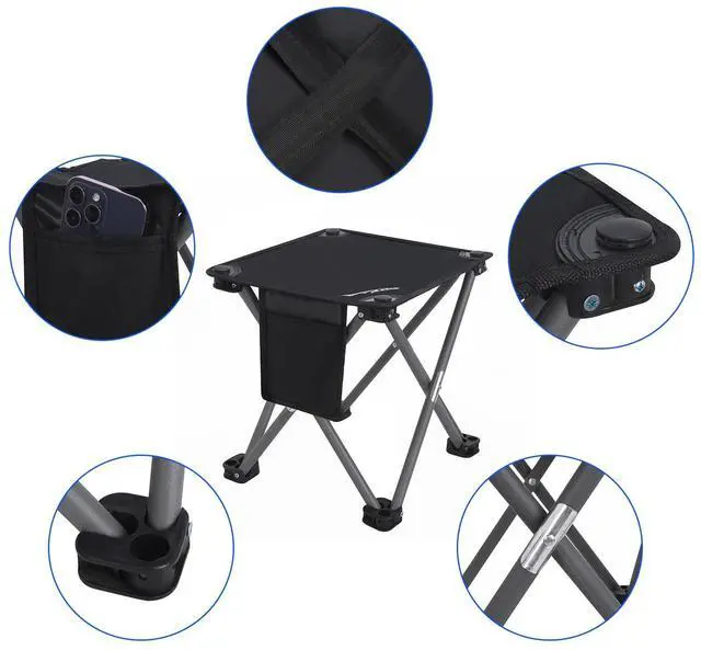 Alt view image 3 of 5 - Camping Stool,Portable Folding Compact Lightweight Stool Seat for Camping Fishing Hiking Gardening Outdoor Walking Backpacking Travelling and Beach with Carry Bag (Black)