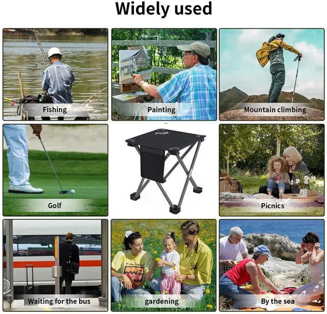 Alt view image 5 of 5 - Camping Stool,Portable Folding Compact Lightweight Stool Seat for Camping Fishing Hiking Gardening Outdoor Walking Backpacking Travelling and Beach with Carry Bag (Black)