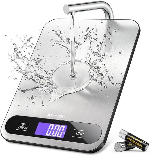 Main image of Food Scale -33lb Digital Kitchen Scale for Food Ounces Grams | Full View LCD Display, Durable Stainless Steel Surface, for Cooking, Baking, Meal Prep Black