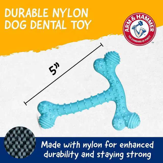 Alt view image 5 of 7 - Nubbies T-Bone Dental Dog Chew Toy, Peanut Butter Flavor | Durable nylon and TPR nubs clean teeth and gums; built for aggressive chewers