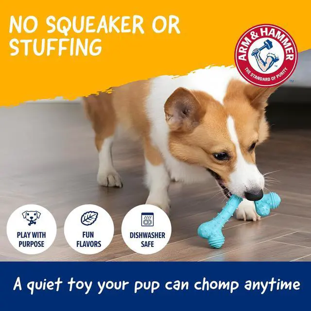 Alt view image 6 of 7 - Nubbies T-Bone Dental Dog Chew Toy, Peanut Butter Flavor | Durable nylon and TPR nubs clean teeth and gums; built for aggressive chewers