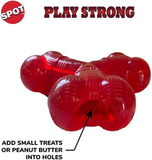 Alt view image 3 of 6 - Play Strong Trident Bone - Durable TPR Long Lasting Dog Chew for Aggressive Chewers, Hole for Treats, Virtually Indestructible Toy for Large Dogs & Puppies up to 90lbs - 6 inch