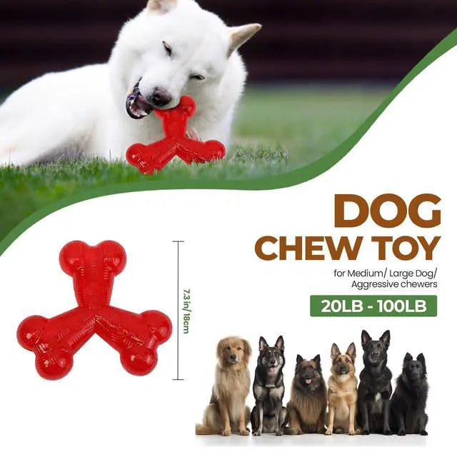 Alt view image 6 of 6 - Play Strong Trident Bone - Durable TPR Long Lasting Dog Chew for Aggressive Chewers, Hole for Treats, Virtually Indestructible Toy for Large Dogs & Puppies up to 90lbs - 6 inch
