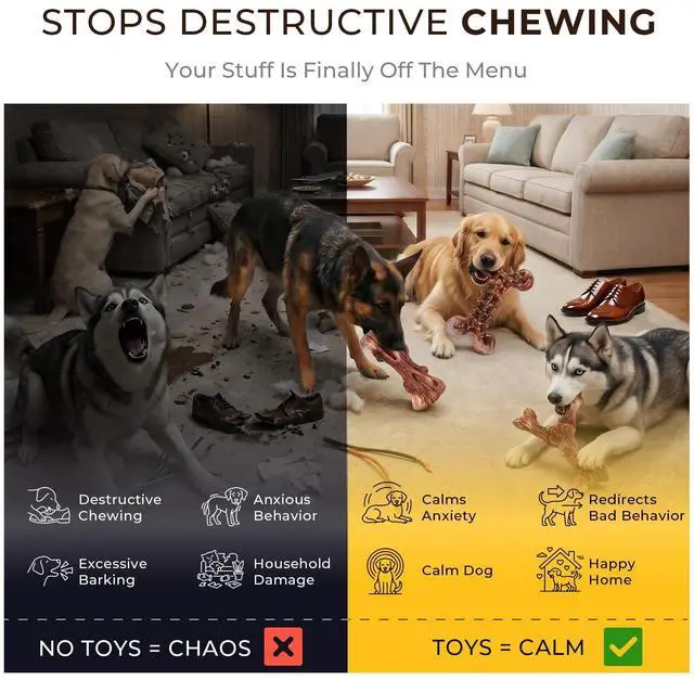 Alt view image 6 of 7 - 3-Pack Indestructible Dog Chew Toys for Aggressive Chewers,25-100lbs | Bacon Flavored Rock-Hard Solid Nylon Dog Bones for Medium & Large Breeds, Keeps Them Busy, Dental Textured, Long Lasting - XL