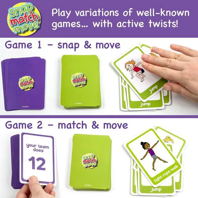 Alt view image 3 of 7 - Exercise Cards for Kids, Play PE Games with 20 Exercises, 52 Cards | PE Teacher Must Haves, Solo or Group Play, Indoor Classroom Recess Games, Home School Therapy, Snap Memory Go Fish, Ages 4+