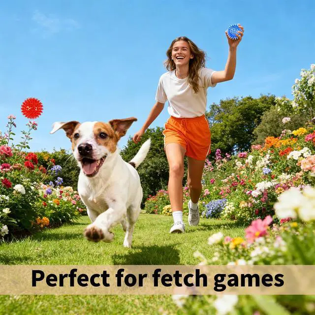 Alt view image 5 of 7 - 6 Pack Squeaky Spiky Dog Balls, Puppy Chew Toys for Teething, Small | Food-grade TPR Rubber Durable, Interactive Fetch Floating Dog Pool Ball Toy for Chewers for Small Medium