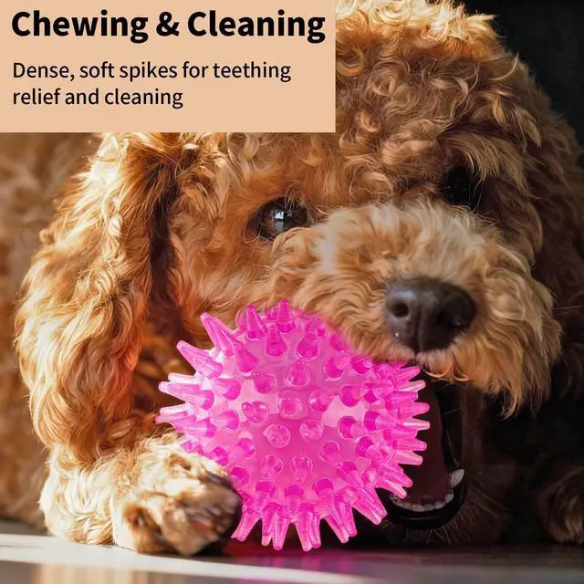 Alt view image 6 of 7 - 6 Pack Squeaky Spiky Dog Balls, Puppy Chew Toys for Teething, Small | Food-grade TPR Rubber Durable, Interactive Fetch Floating Dog Pool Ball Toy for Chewers for Small Medium